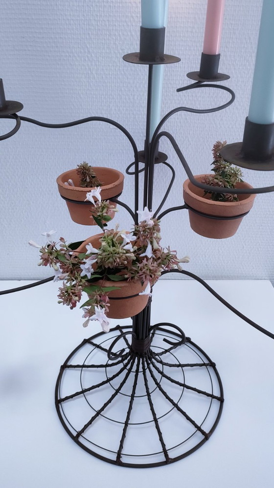 Image 1 of chandelier sept feux métal terre cuite