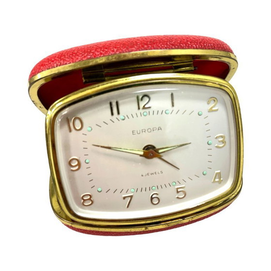 Image 1 of Sveglia da viaggio vintage EUROPA | meccanica anni '60 a 4 rubini | design retrò