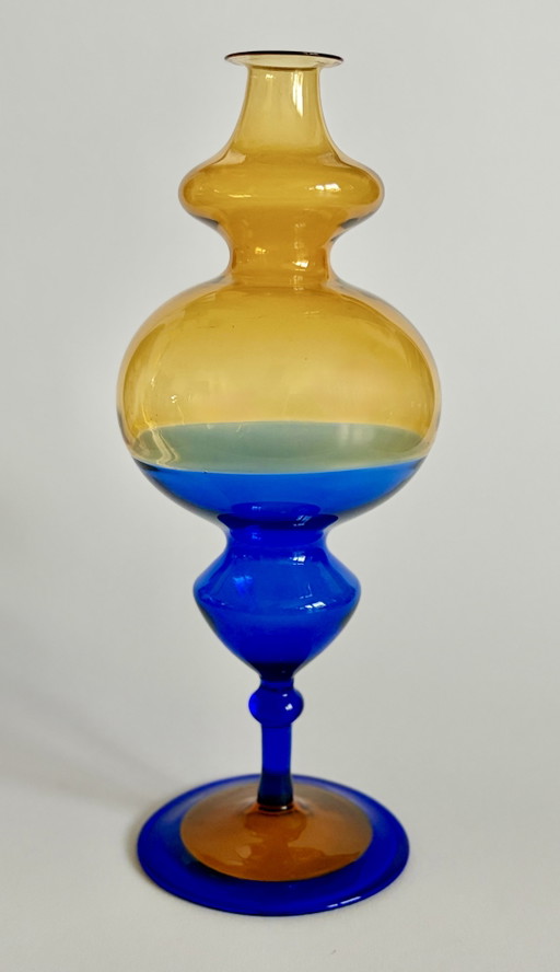 Splendido Vaso in Vetro d'Arte Mid-Century – Soffiato a mano & Filigrana (Lauscha circa 1960/1970) – vazen, Glass