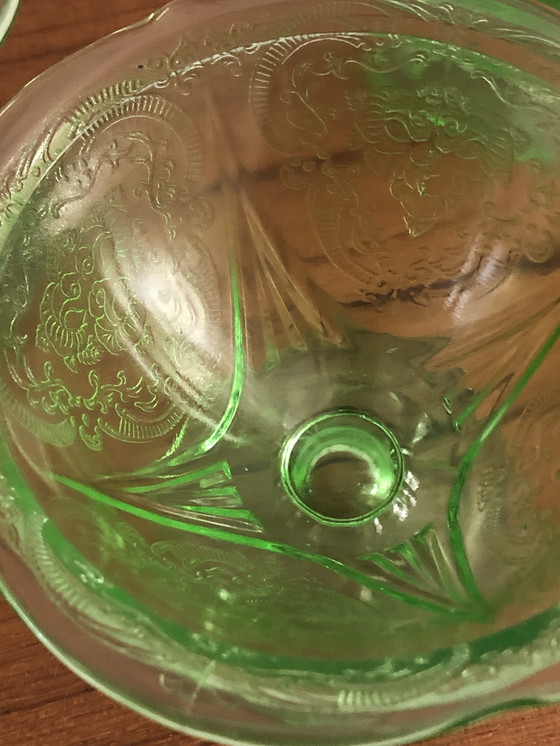 Image 1 of 4x oude vintage annagroen uranium glas ijscoupes