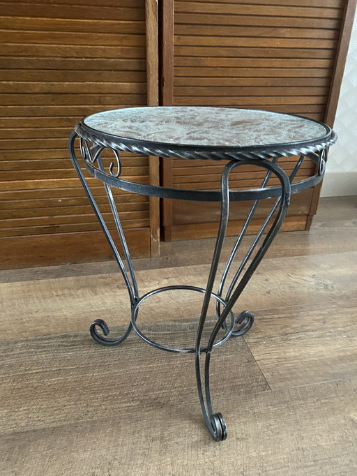 Bijzettafel vintage smeedijzeren con lama craquelé