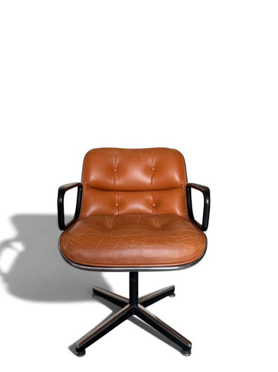Fauteuil Charles Pollock Executive Knoll - Cuir Camel Patiné – Leather (photo 4 of 11)