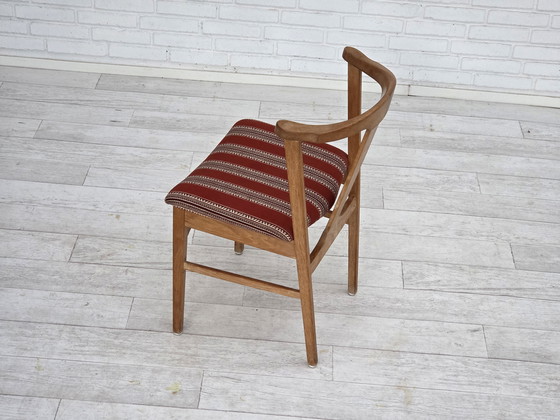 Image 1 of 1960s Pair of Danish Dining Chairs, Solid Oak Wood, Furniture Wool