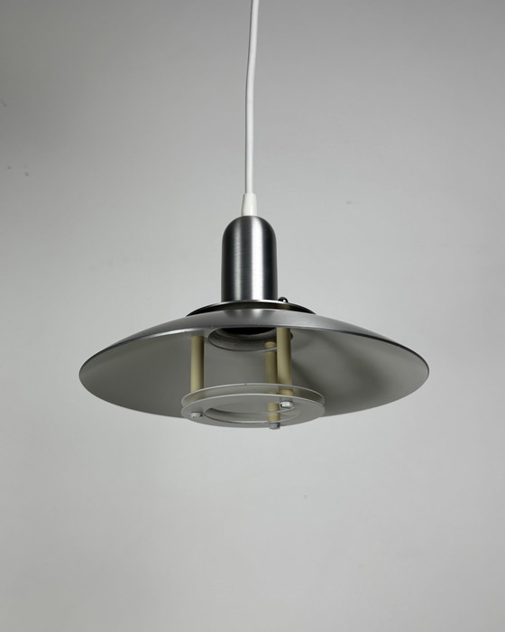 Image 1 of Vintage Pendant Lamp, Luna by Jeka, Denmark, 1980s, Metal Lamp, Mid Century, Space Age, UFO Design, 1980s, Scandinavian, Sputnik