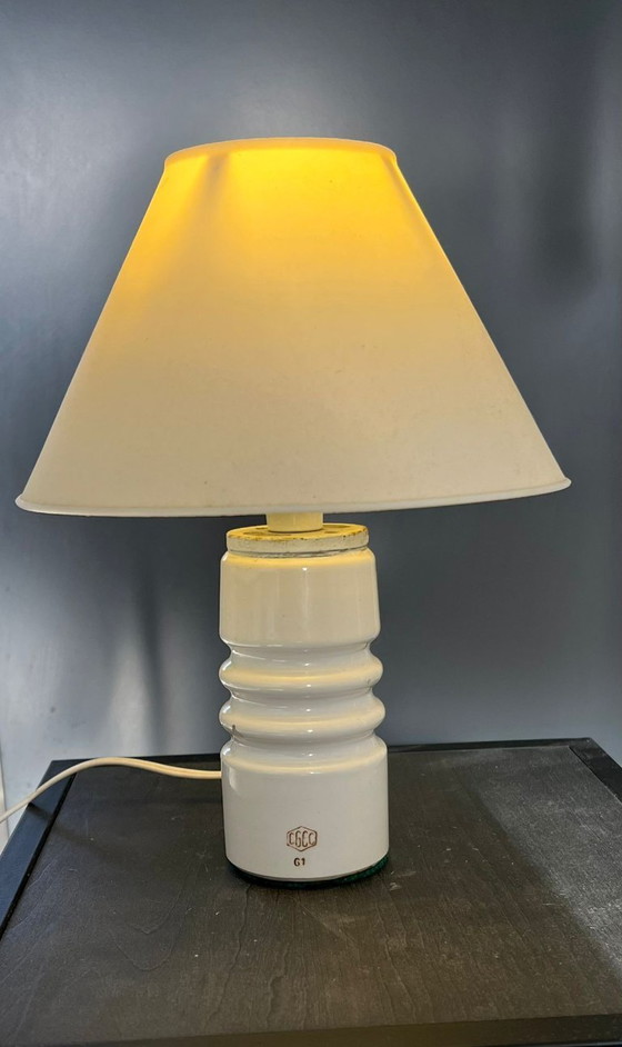 Image 1 of Zeldzame vintage CGEC keramische industriële lamp (1961) – 1,3 kg, uniek design