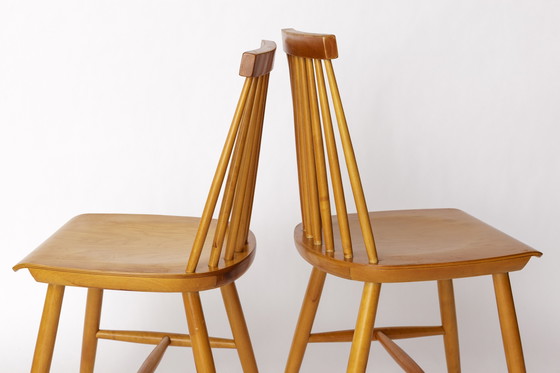 Image 1 of Paar Yngve Ekström "Pinocchio" Esszimmerstühle - Schwedisches Buchenholz, 1960er Jahre Vintage Skandinavisches Design