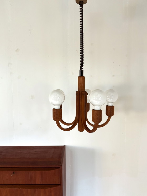 Image 1 of Lampada a sospensione vintage in teak 'Candela', Domus '80