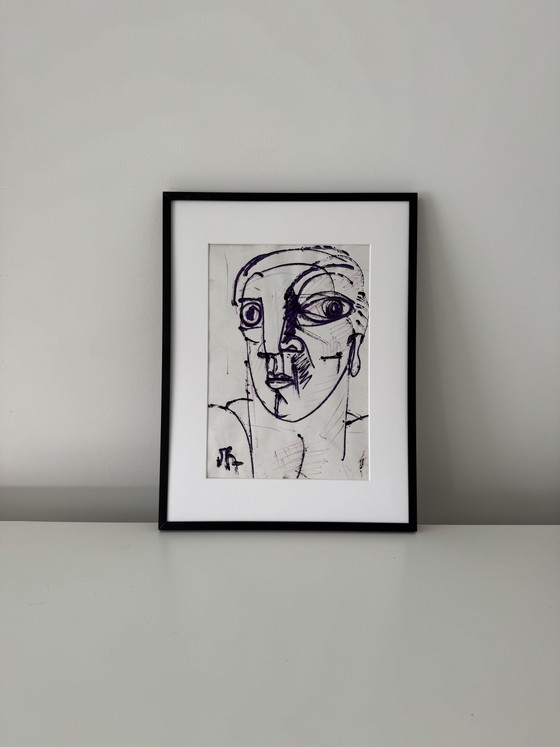 Original Patrick Boudon Drawing – Expressionist Portrait – Paintings & Drawings, Paper (photo 2 of 6)