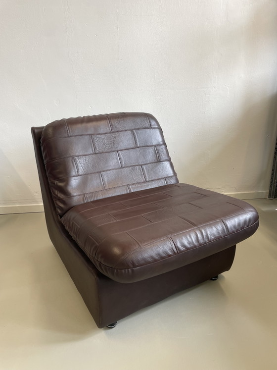 Image 1 of Mid-century bruin leren fauteuil
