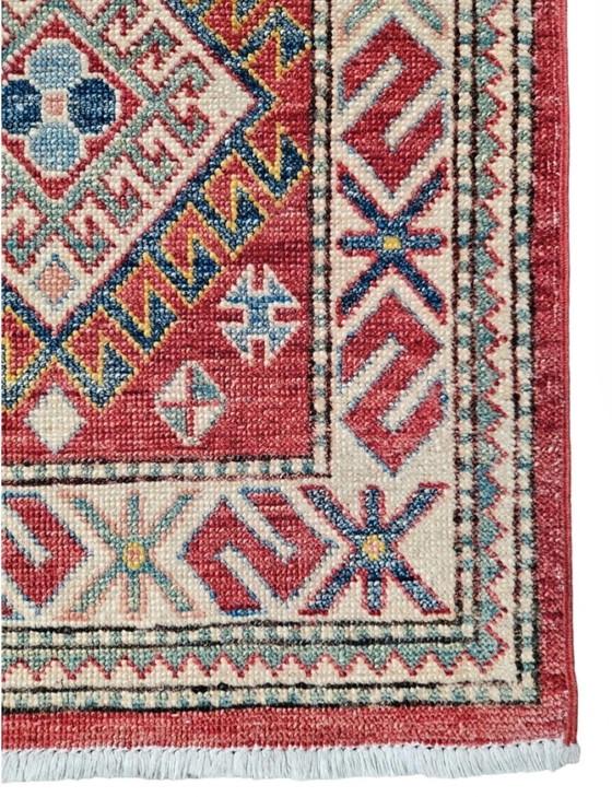 Image 1 of Handgeknoopt oosters wol Kazak tapijt loper Koraal Mint 64x205cm