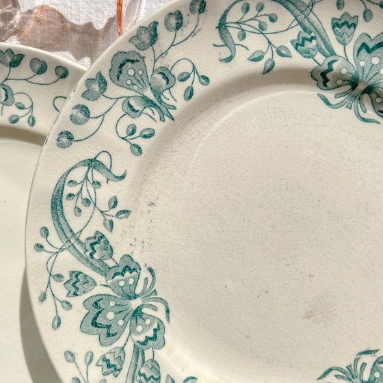 Set of 6 Small Antique Ironstone Plates "Figuig" – Longchamp 19th Century – Crockery (photo 3 of 14)