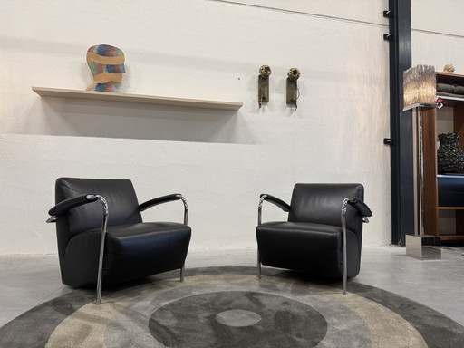 2 Leolux Scylla armchair black leather