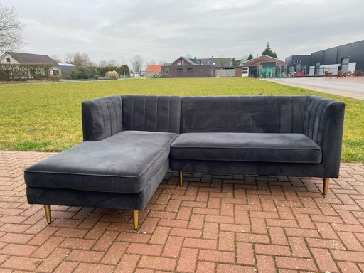 Ecksofa aus blauem Stoff – Robuste und langlebige Konstruktion – Kostenlose Lieferung