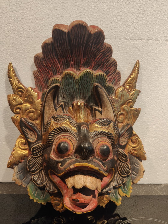 Image 1 of Máscara balinesa del siglo XIX, máscara de lujo hecha a mano.