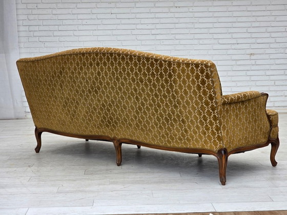 Image 1 of 1950s, Danish 3-seater sofa, furniture velour, carved ash wood.