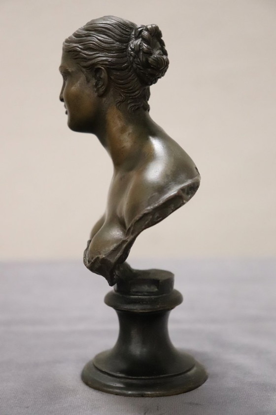 Image 1 of Small Bust of a Young Woman in Bronze, Italy, Signed Gemito