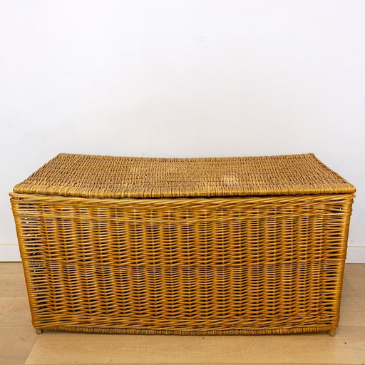 Vintage Wicker Trunk, Spain, 1970s