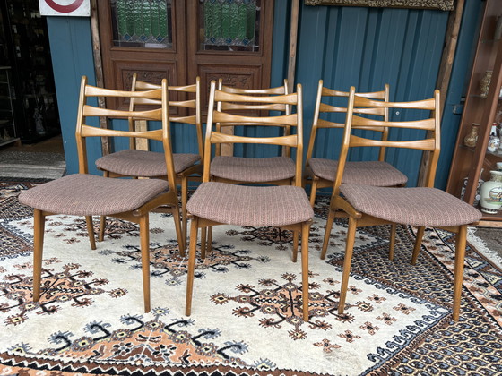 Image 1 of Vintage mid-century Deens design eetkamer stoelen 