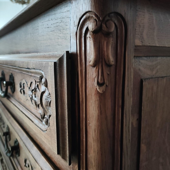 Image 1 of Commode chêne massif, style Louis XV rustique, années 60