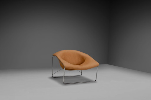 Sedia Olivier Mourgue Cubique in pelle e cromo di Airborne, Francia 1968v