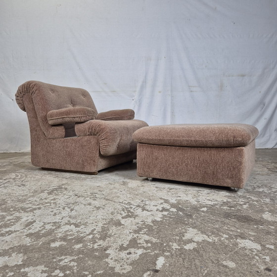 Prezzo del set! Vintage 2x Poltrona 1 Ottomana Divano Modulare 2 Posti – Poltrone, Velvet (photo 3 of 15)