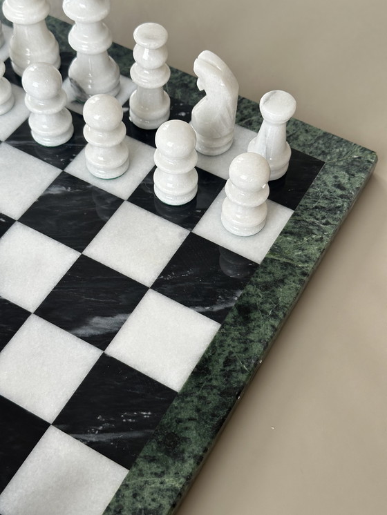 Image 1 of Marmeren schaakspel XL groot schaakset bord steen 