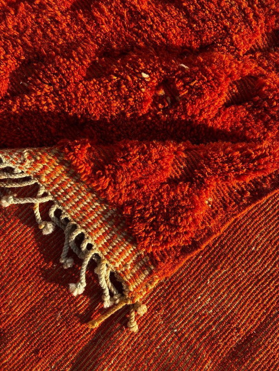 Image 1 of Alfombra marroquí Mrirt hecha a mano – Alfombra de lana color naranja quemado 210x300 cm – Alfombra texturizada moderna