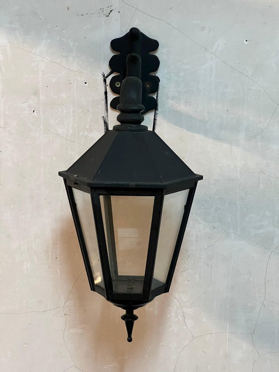 Image 1 of 2x klassieke ijzeren buiten hanglamp / wandlamp donkergroen