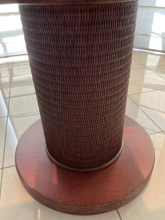 Rattanmöbel Runder Ausziehbarer Tisch Und 6 Passende Stühle – TABU, Esszimmergarnitur, Textile (photo 6 of 7)