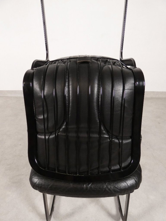 Image 1 of Willy Rizzo - Sillas de comedor de cuero negro - Cidue Italia