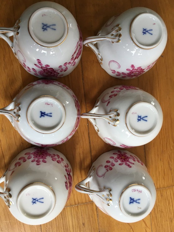 Image 1 of Mokkaservice Indisch Purpur von Meissen ( 1850-1924)