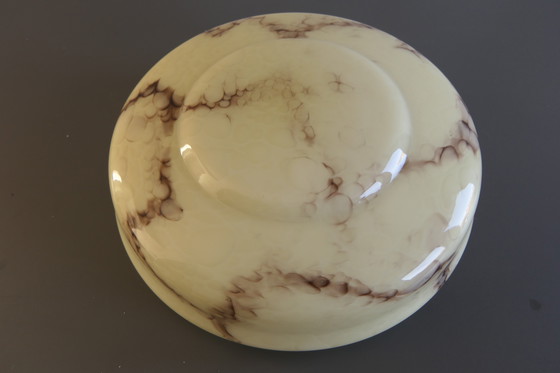 Image 1 of Lampada da soffitto Art Déco in vetro marmorizzato beige marrone