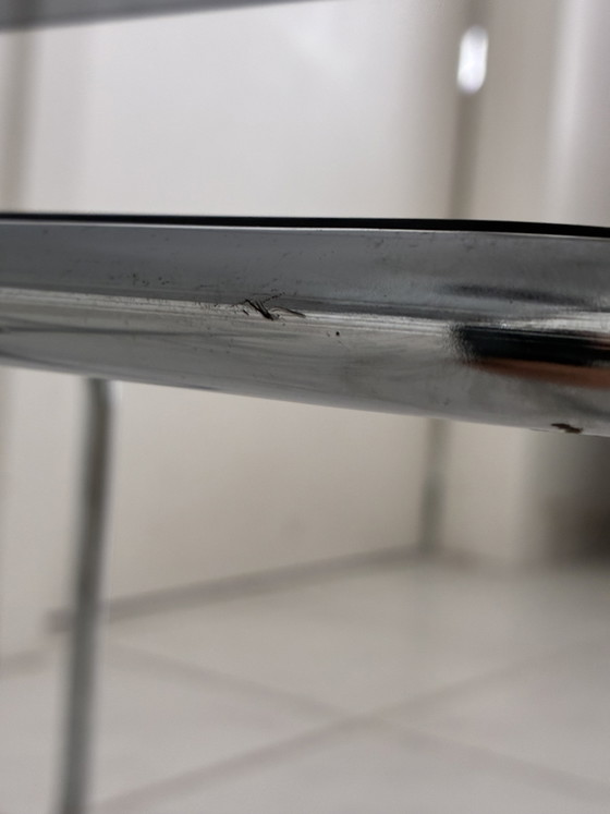 Tables d'appoint gigognes vintage cadre tubulaire verre fumé – Chrome, Glass (photo 13 of 15)