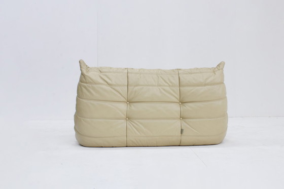 Image 1 of Vintage Togo ligne Roset leren 2 zits sofa  Michel Ducaroy