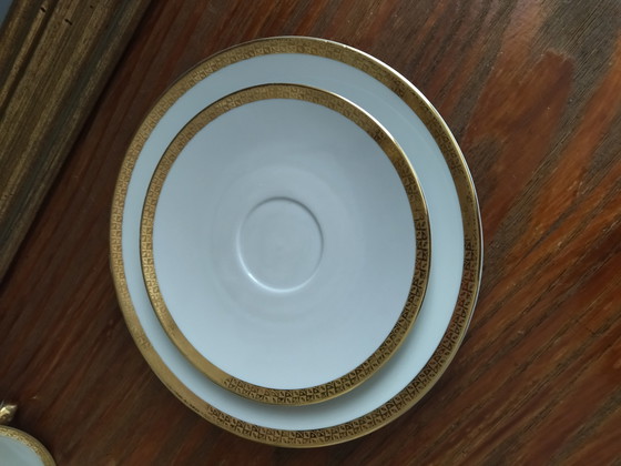 Image 1 of Herinnering voor de communie. De set bestaat uit een bord, schotel en beker.