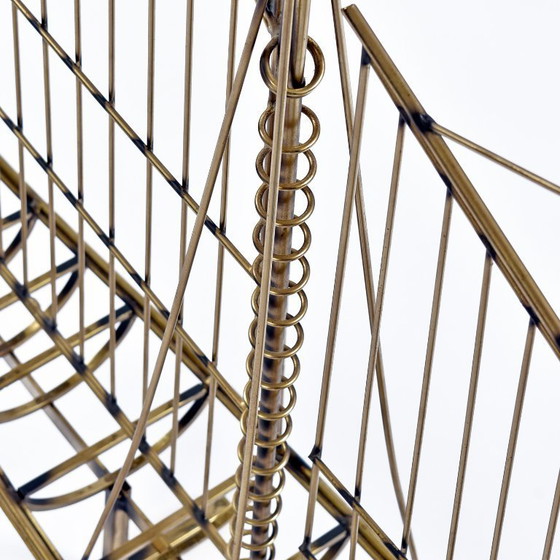 Image 1 of 1976 Curtis Jere Alambre de latón Galeón Barco Velero Escultura de metal Arte