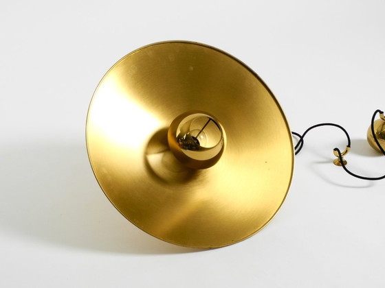 Image 1 of Grande lampada a sospensione originale Florian Schulz Onos 55 in ottone degli anni '80 con sistema di carrucole regolabile