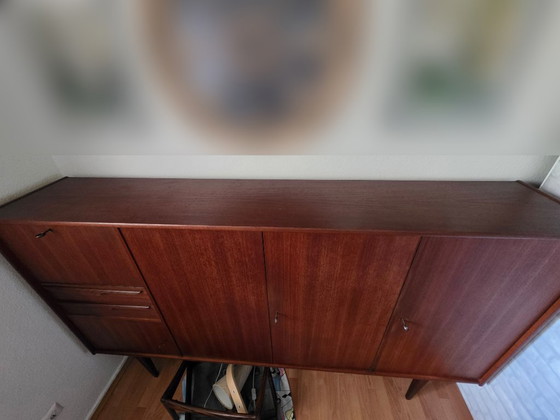 Elegant Mid-Century Teak Highboard, German Design, XXL, High Boards, Wood, Brown (photo 7 of 9)