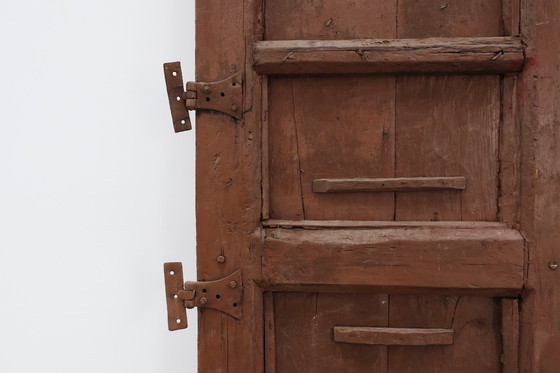Image 1 of Grote 17e-eeuwse kloosterdeuren in terracotta gelakt eikenhout, Portugal