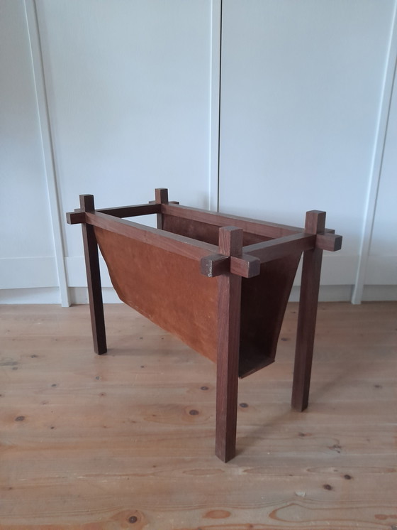 Image 1 of Portariviste danese Skjøde Skjern in teak e pelle scamosciata