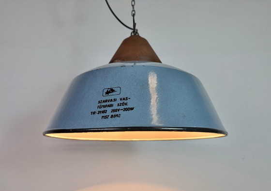 Image 1 of Industrial Grey Enamel and Cast Iron Pendant Light, 1960s