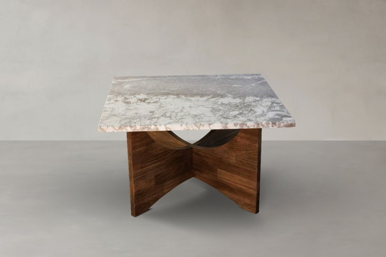 Image 1 of Couchtisch quadrata Forest Snow aus Naturstein und Massivholz Eiche