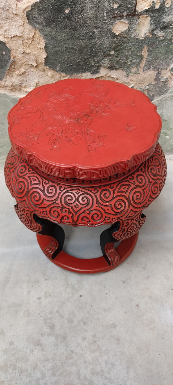 Image 1 of Chinese red cinnabar stool