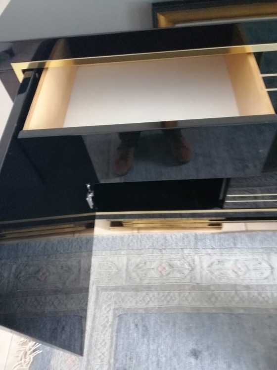 Image 1 of Credenza in lacca nera e ottone, Italia 1988-1989