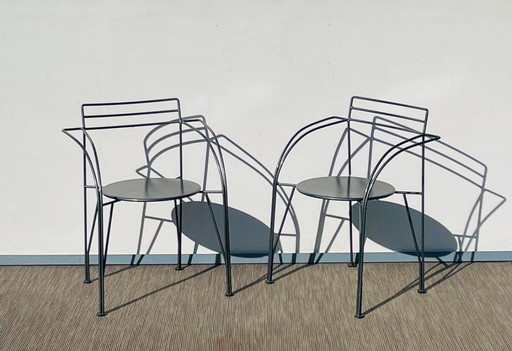Pair of 'Lune d'Argent' chairs by Pascal Mourgue for Fermob. Vintage 80s