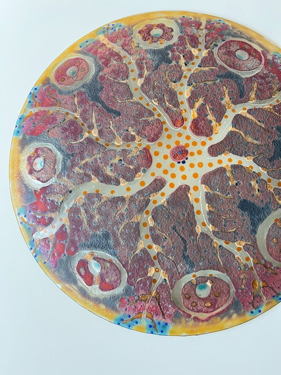 Image 1 of Gran cuenco escultórico de vidrio fundido hecho a mano – pieza única de arte contemporáneo – Ø 53,5 cm