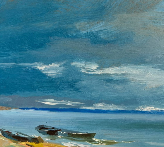 Image 1 of Original Oil Painting Coastal Sea Landscape The call of distant waves