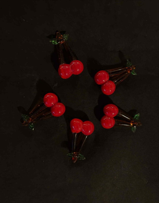 Messenleggers van Muranoglas: retro-fruitkersenontwerp, set van 5