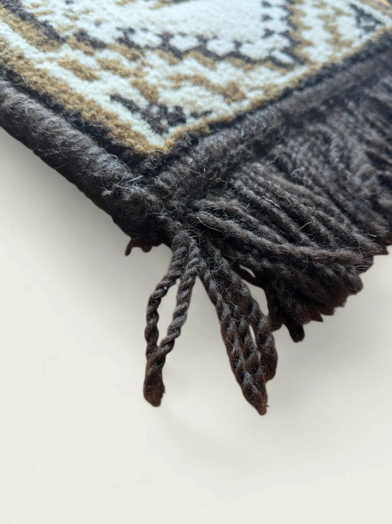 Rare Vintage Table Runner in Oriental/Ethnic Style – 24 x 40 cm – Brown & Beige – Very good condition (photo 4 of 5)
