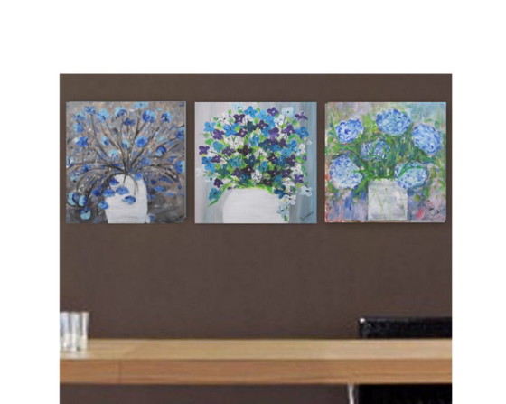 Image 1 of 3 flower paintings